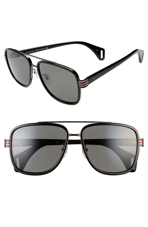 gucci 80s monocolor 58mm aviator sunglasses|gucci sunglasses men's aviator.